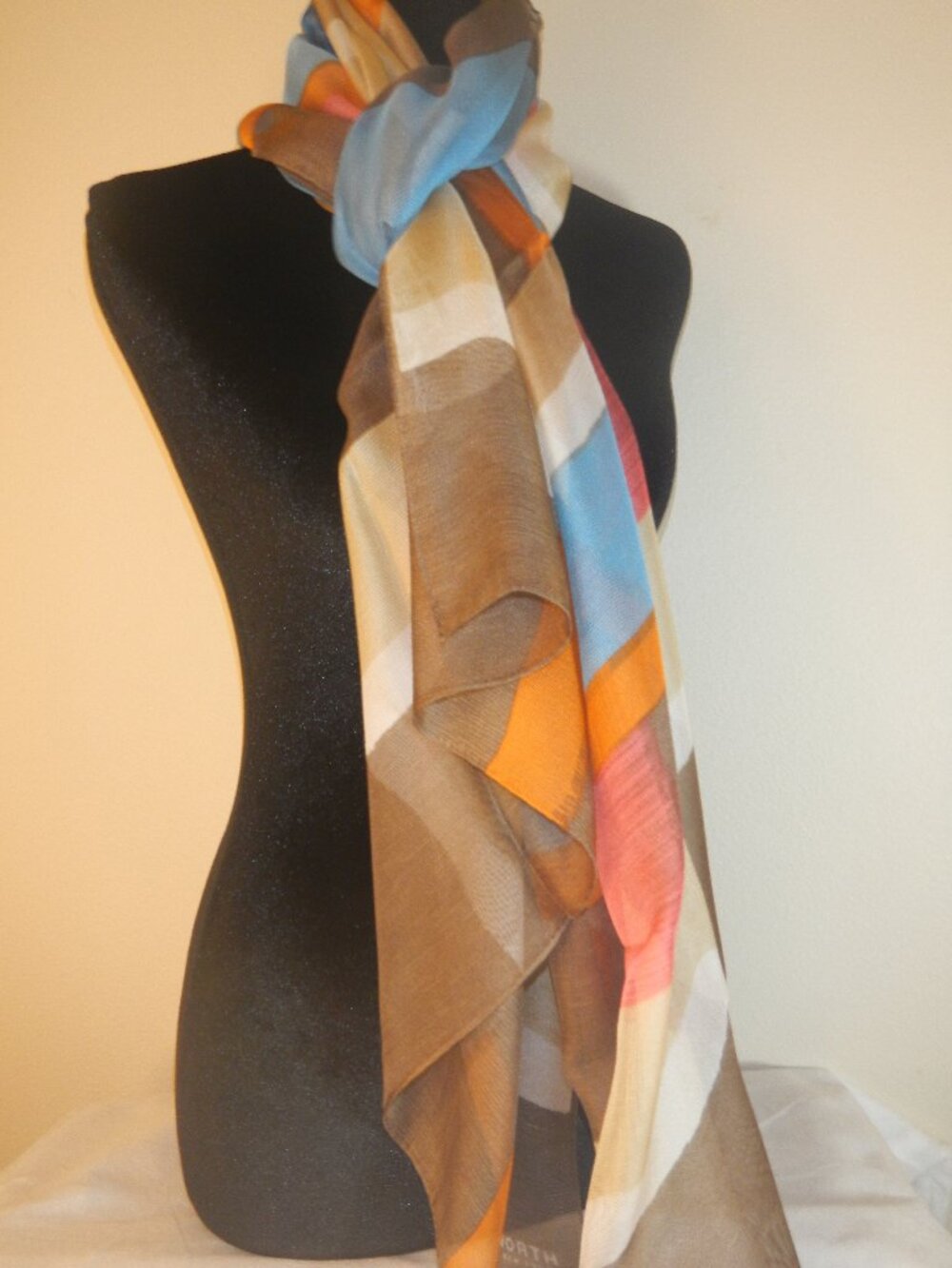 100% Silk Scarf Multicolored, Abstract Pattern! Very Chic and Trendy